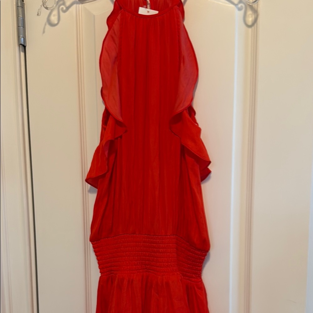 Red Ruffled Tiered Halter Sundress - Picture 2 of 6